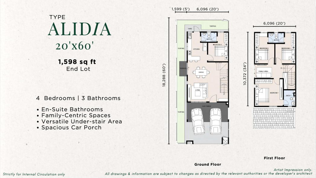 Floor Plan ALIDIA 20'x60' End Lot