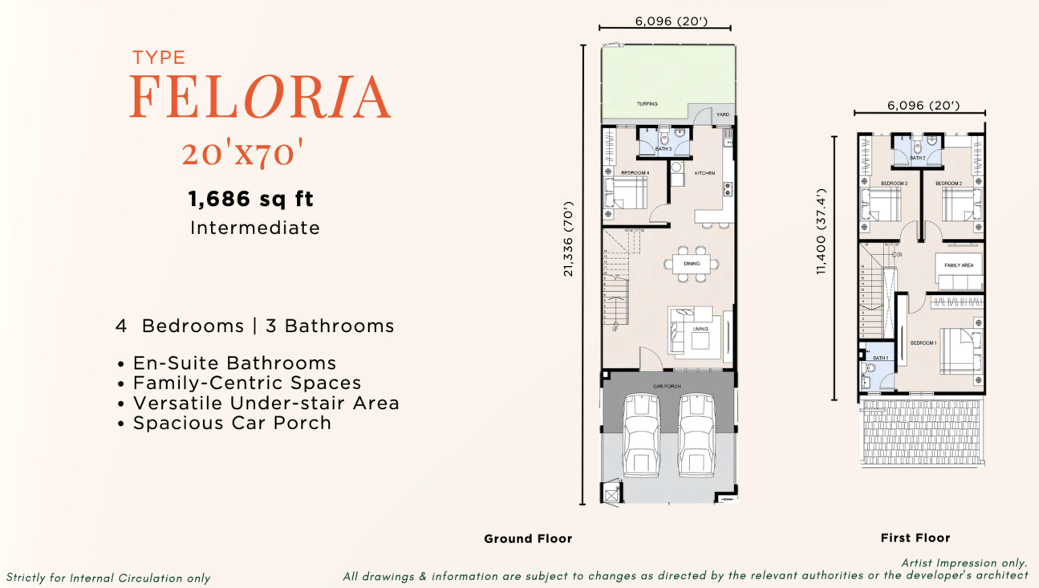 Floor Plan FELORIA 20'x70' Int Lot