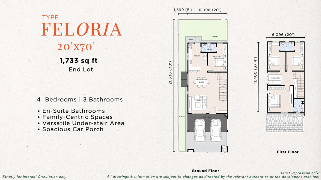 Floor Plan FELORIA 20'x70' End Lot