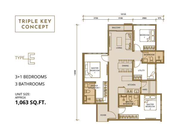 Floor Plan E(Triple Key Concept)